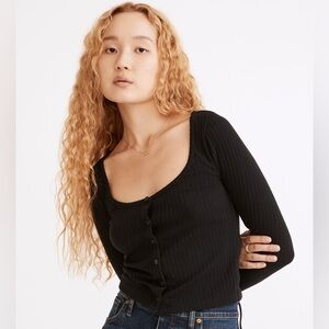 Madewell Ribbed Button-Up Cardigan; small